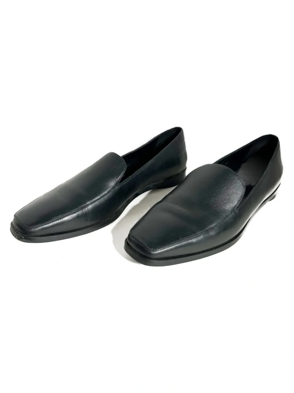 Everlane The 90's Black Leather Square Toe Round Heel Loafers Flats Size 9.5
